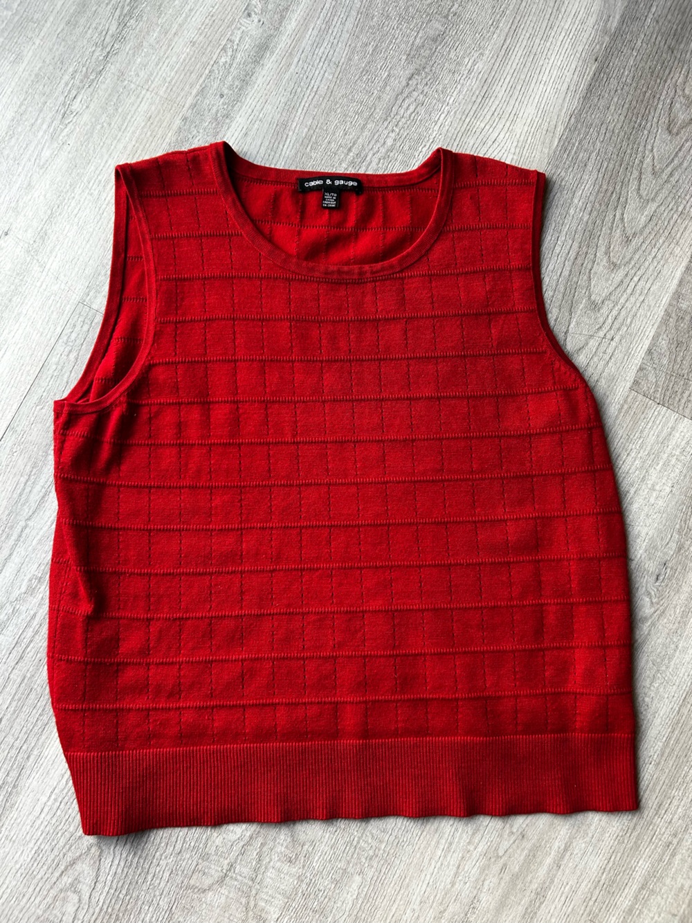 Cable & Gauge Red Textured Knit Tank Top